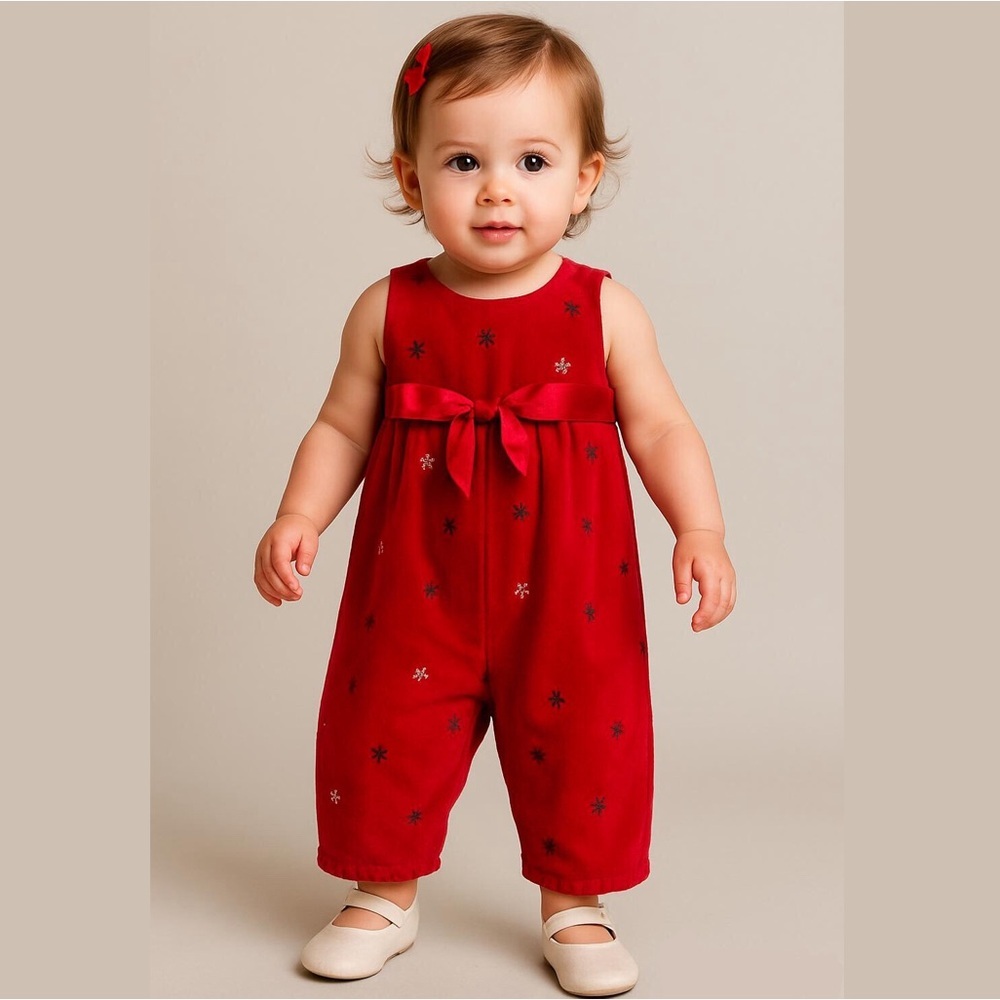 Vintage OshKosh B’gosh Red Velour Snowflake Jumper